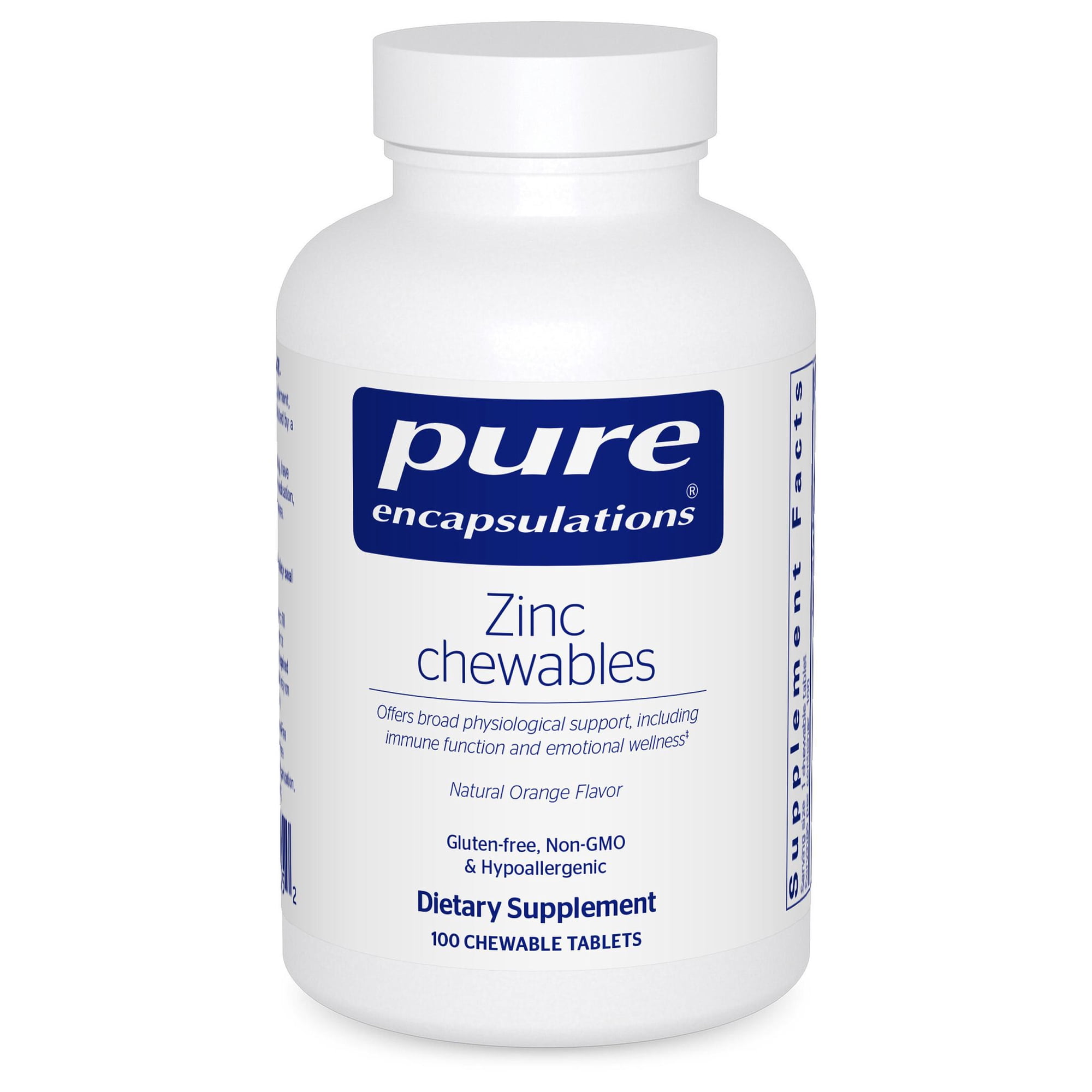 Pure Encapsulations Zinc Chewables | Supplement for Immune System Support, Growth and Development, and Wound Healing* | 100 Chewable Tablets | Natural Orange Flavor