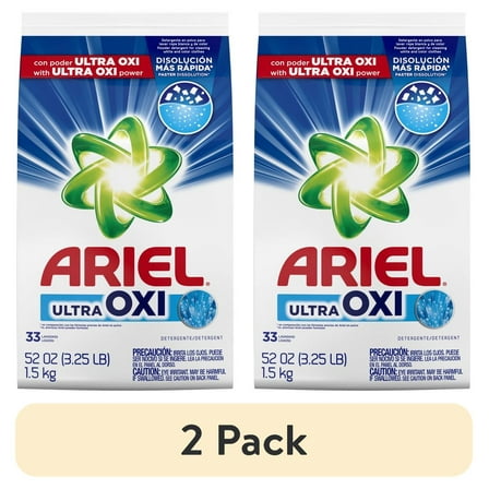 (2 pack) Ariel Ultra Oxi Powder Laundry Detergent, Original Scent, 52 oz, 33 Loads