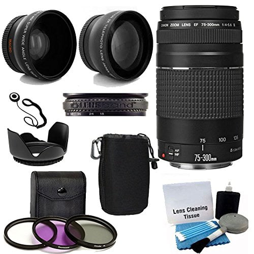 Canon Ef 75 300mm F 4 5 6 Iii Telephoto Zoom Lens Kit With 2x Telephoto Lens Hd Wide Angle Lens And Accessories 8 Pieces Walmart Com Walmart Com