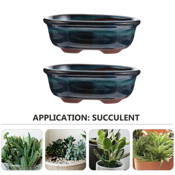 2pcs Chinese Style Bonsai Flowerpot Ceramic Craft Plant Pot Planter Home Decor