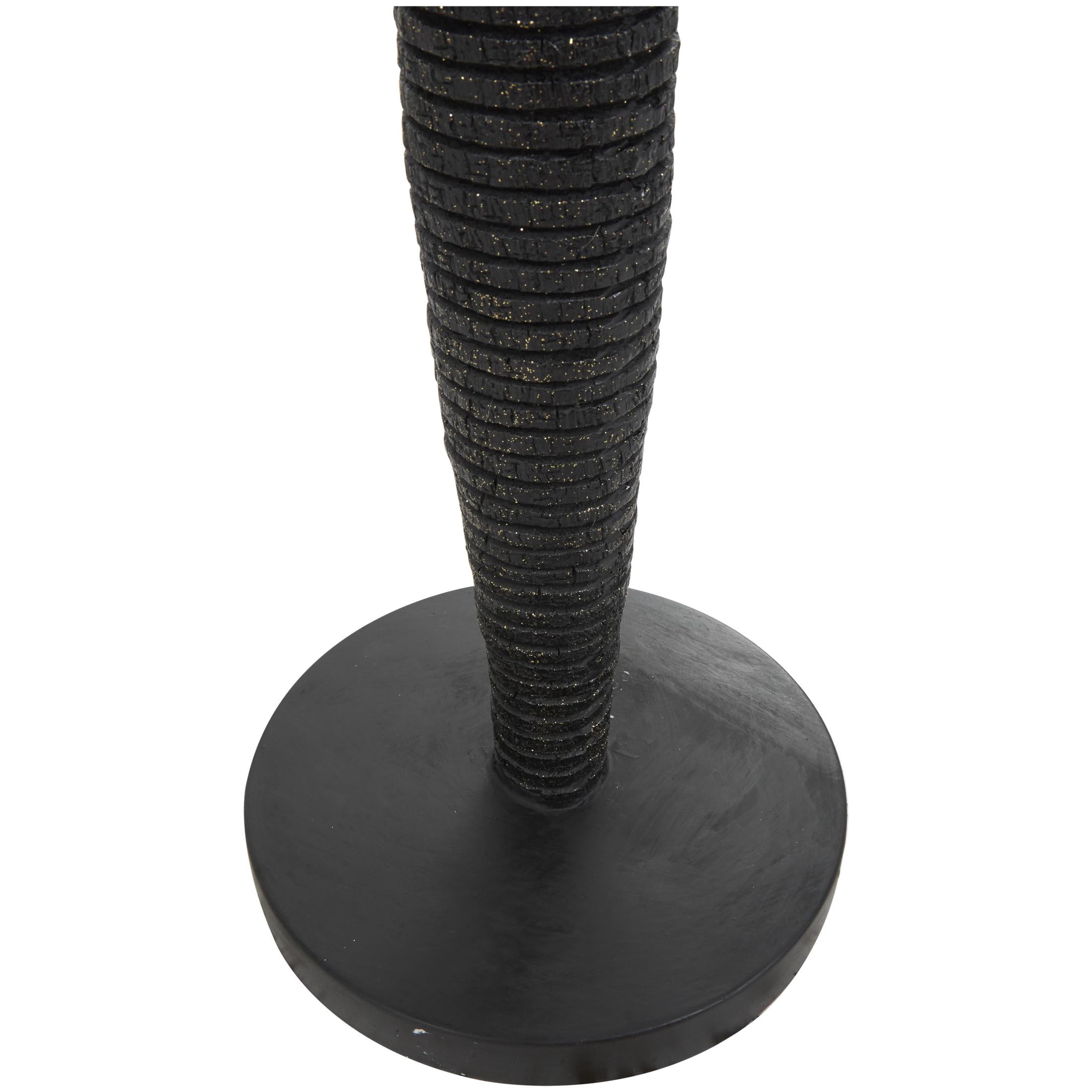 10" x 53" Black Polyresin Tall Slim Figure People Sculpture with Ribbed Body and Glitter Accents, by DecMode