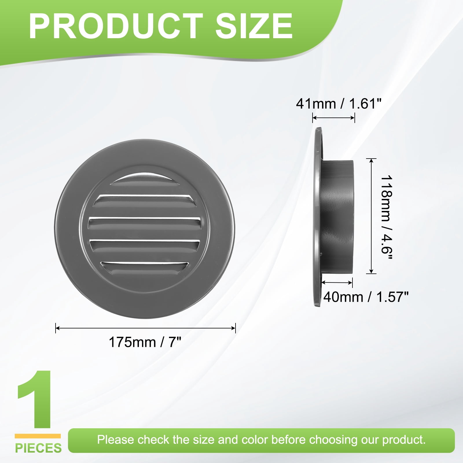 Uxcell 4.6" Round Air Vent, Louver Grille Cover Aluminum Alloy Soffit Vent HVAC Ventilation for Ceiling Wall Roofing Bathroom Kitchen Garage Duct Shed Garage, Dark Gray