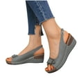 thumbnail image 4 of asdoklhq Women's Sandals Shoes,Women's Vintage Buckle Wedge Heel Open Toe Low Fish Mouth Roman Sandals, 4 of 5