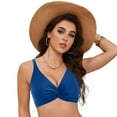 thumbnail image 3 of Wamejoo Women's Underwire Bikini Tops Push Up Criss Cross Swim Top Swimsuit Sexy V Neck Bathing Suit Tops (Blue, M), 3 of 9