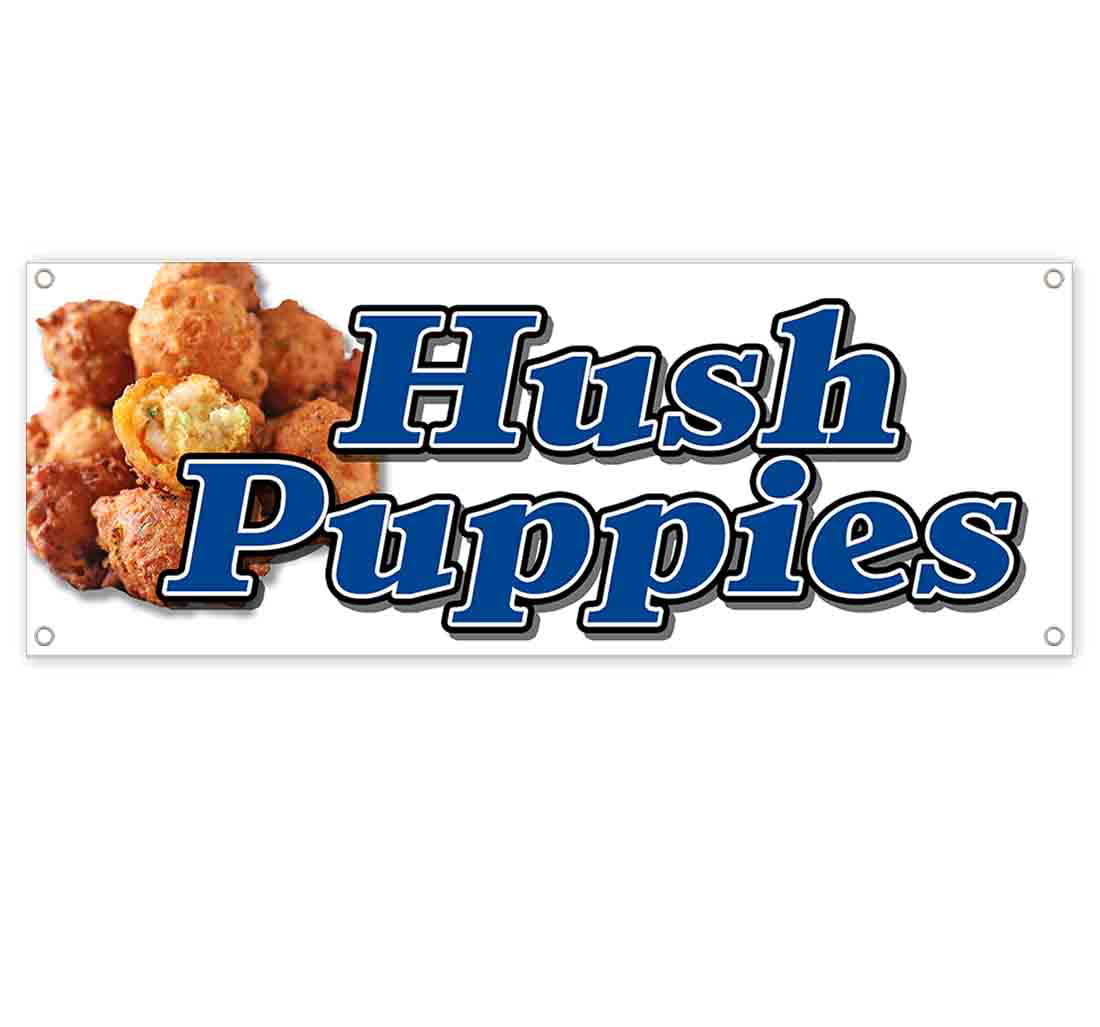 Non-Fabric Hush Puppies 13 oz Banner Heavy-Duty Vinyl Single-Sided with Metal Grommets 