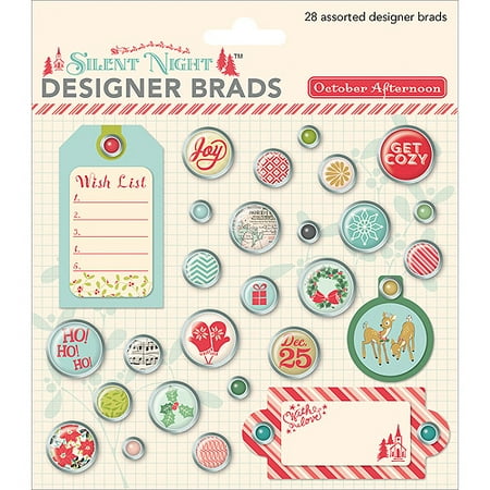 Silent Night Designer Brads 28/pkg-assor