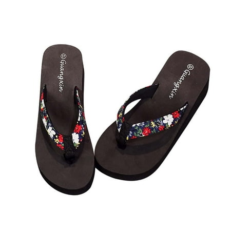 

Women s Platform Flip Flops Summer Floral Thong Sandals Slippers Platform Wedge Beach Sandals