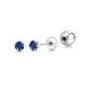 Gem Stone King Platinum Stud Earrings 0.28 Ct Round 3mm Blue Created Sapphire