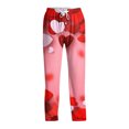 thumbnail image 4 of Fgvctg Valentine's Day Mens Pajamas Casual Sleepwear Wide Leg Pajamas Heart Print High Waisted Pjs Pant Stretch Spring Drawstring Lounge Pants with Pockets Vermilion L, 4 of 6