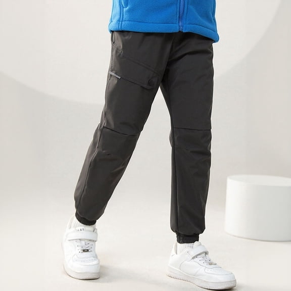 HAYIMI Toddler Pants Children Hiking Trousers Water Outdoor Trekking Trousers Elasticated Waist Thicken Jogging Bottoms Kids Boys Girls Soft Solid Color Daily Casual Slacks