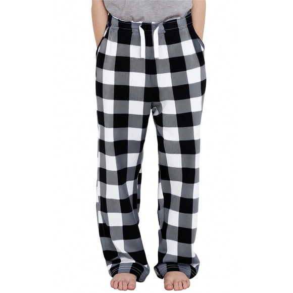 Pantalones de Pijama para Niños PATPAT a Cuadros Blancos y Negros Talla 7-8