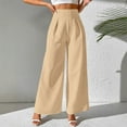 thumbnail image 2 of Xyxonk Wide Leg Pants Women's High Waist Work Pants Casual Long Straight Business Work Trousers with Pockets, Earthy Yellow XL, 2 of 5