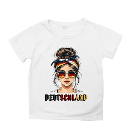 

Boy s and Girl s German Girl Deutsches Mädchen Germany Flagge T Shirt Leisure Skin-Friendly T Shirt Baby Girl Clothes