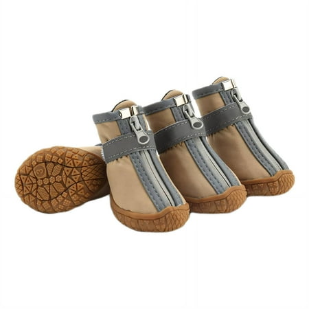 GASTROPOD 4Pcs Dog Shoes Soft Rubber Sole Anti-Slip TPR Sole Dog Boots Breathable Mesh Dog Socks 2.8x3.5cm Brown