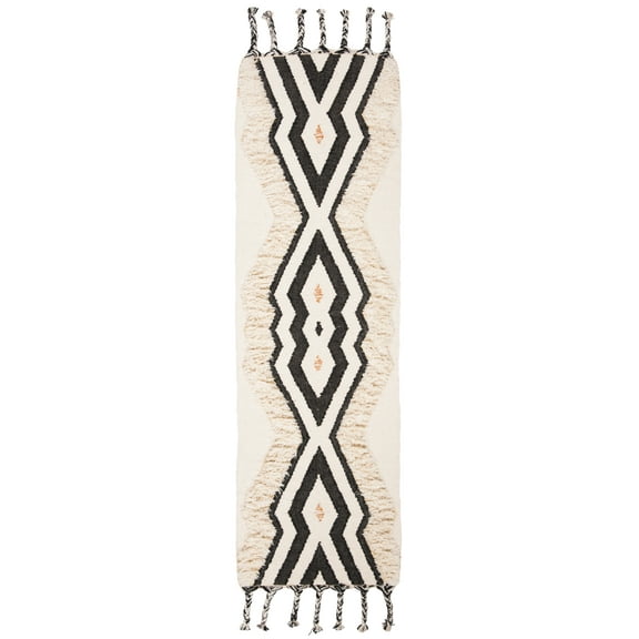 SAFAVIEH Kenya Alexa Southwestern Runner Rug, Ivory/Black/Blue, 2'3" x 6'