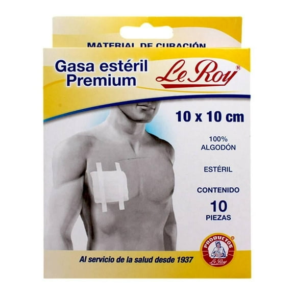 Gasa Le Roy premium 10 cm x 10 cm 10 pzas