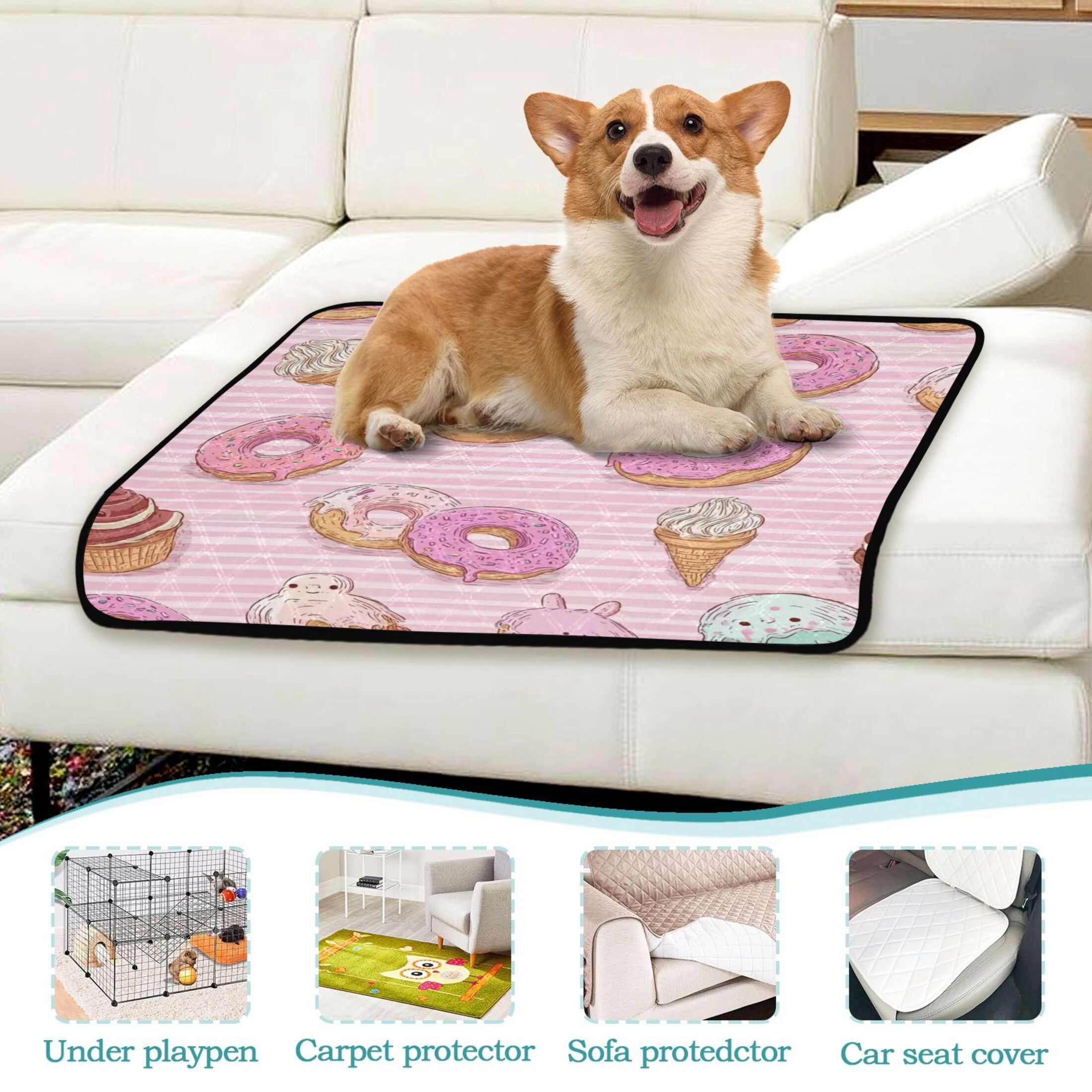 IAUYY Washable Pee Pads for Dogs Smallx3 Absorbent and Leak-Proof Non-Slip Reusable Puppy Pee Pads for Dogs Applicable to Playpen Potty Crate Donut