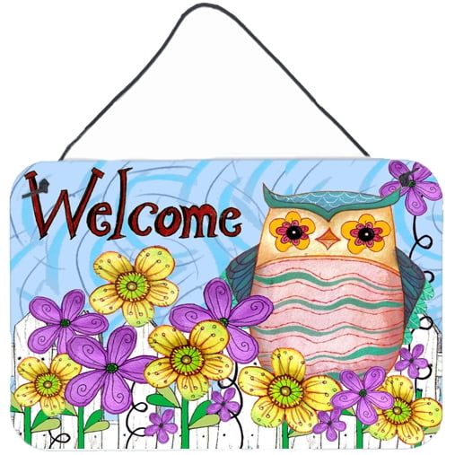 Carolines Treasures PJC1095DS812 Welcome Owl Wall or Door Hanging Prints  8x12 multicolor
