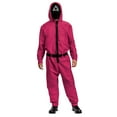 thumbnail image 1 of Licensed Squid Game Triangle Guard Adult Costume Jumpsuit & Mask LG-XL 42-46, 1 of 8