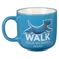 thumbnail image 2 of The Fur Side Dog Mom Gift Coffee Mug, Walk Your Worries Away Fun Coffee Cup Gift for Dog Lovers, Westie/Scottish Terrier Breed Owners, Microwave Dishwasher Safe, Blue Ceramic, 14oz, 2 of 3