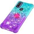 thumbnail image 6 of Glitter Case for Motorola Moto G Play (2023)/ G Power 2022/ G Pure, Bling Sparkle Colorful Gradient Quicksand Soft TPU Liquid Cover with Ring Stand for Moto G Play (2023) JB-Green Purple, 6 of 14