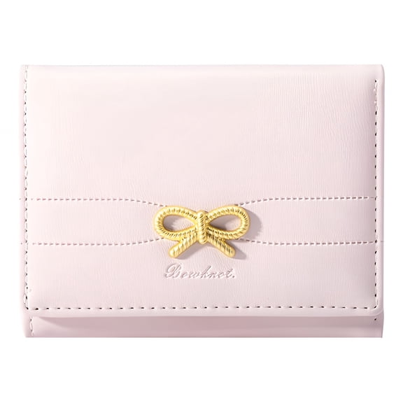 GASTROPOD Girls Cute Bow Small Wallet Aesthetic Card Holder ID Window Purse for Women (PINK)