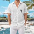thumbnail image 2 of Ramiter Men's Shirts Mens Short Sleeve Button Up Cotton Linen Shirts White,S, 2 of 6