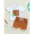 thumbnail image 2 of Arvbitana 3-24 Months Infant Baby Boy Summer Set Letter Print Short Sleeve T Shirt Top Solid Shorts 2Pcs Outfits, 2 of 8