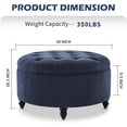 thumbnail image 3 of 30-Inch Round Storage Ottoman, Modern Button Circle Storage Coffee Table with Removable Lid Top,Upholstered Large Footrest Stool for Bedroom,Living Room,Blue, 3 of 16