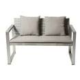 thumbnail image 2 of Benzara BM172074 Gloriously Styled Anodized Aluminum Upholstered Cushioned Sofa with Rattan, White, 2 of 3