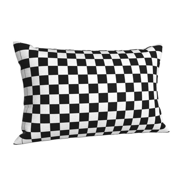 Hidden Zipper Pillowcases Checkerboard Black And White Lumbar Pillow Case Decorative Pillow Cases Bed Cushion Covers 20"x30"