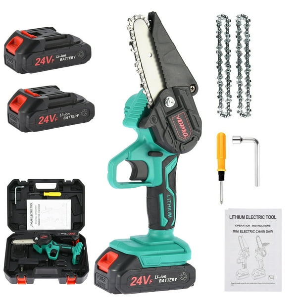 Mini Chainsaw, 4-Inch Electric Chainsaw with Rechargeble Batteries, Portable Mini Cordless Chainsaw and Pruning Saw