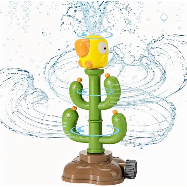 Baby bath water toy- Water Sprinkler Kids, Toddler Outdoor Toys for Splashing Fun, Rotatable Sprinkler for Kids Sprays, Cute Cartoon Summer Toys Gift Water Toy for Yard, Garden, Lawn, Green Cactus