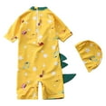 thumbnail image 5 of Akiihool Boy Swim Set Boys' Quick-Dry Rash Guard Swimsuit and Hat Set (Yellow,2-3 Years), 5 of 5