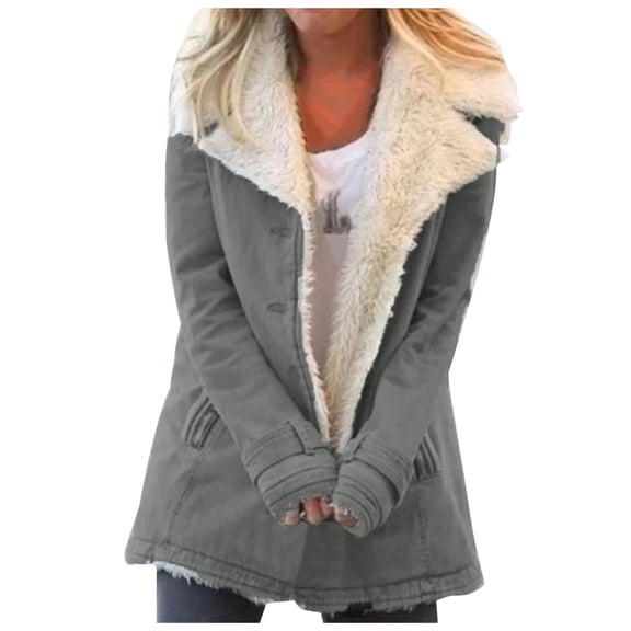 BVnarty Jacket for Women Shacket Jacket Comfy Lounge Casual Fall Fashion Solid Color Tunic Winter Cotton Jackets Hooded Neck Long Sleeve Gray S