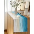 thumbnail image 5 of Teal Beige Gradient Beach Table Runner, Abstracts Seaside Ocean Wave Coastal Cotton Linen Kitchen Table Decoration Washable Dining Tabletop Runners for Home Party Decor 14x72 Inches, 5 of 9