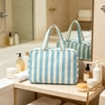 thumbnail image 6 of Toiletry Bag, Large Travel Makeup Bag with 4 Fold Compartments, Waterproof Cosmetic Organizer with Transparent Pockets for Toiletries and Brushes, 6 of 9