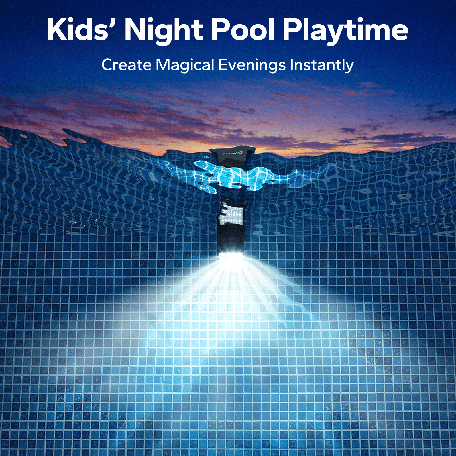 POOLHACKER Solar Underwater Pool Light, 10-Color 4-Mode LED, Remote Controlled, 1 pack