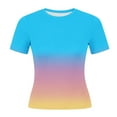 thumbnail image 4 of XUNKUSGA Tops for Women Fashion Gradient Crew Neck Slim Fit Blouses for Women Casual Basic women's t-shirts Classic Summer Stretchy Short Sleeve Tops for Women S-3XL Sky Blue, 4 of 7