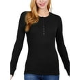 thumbnail image 5 of MixMatchy Women's Long Sleeve Eight Button Closure Henley Thermal Knit Top, 5 of 5