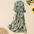 thumbnail image 4 of DHFJKG Bohemian Maxi Dresses For Women Summer Floral Shirt Dress Half Sleeve Button Down Loose Fit Flowy A-Line Sundress Beach Versatile Dresses, 4 of 6