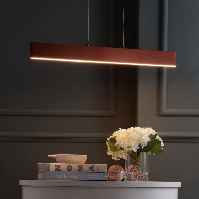 JONATHAN Y JYL7018B Draper 32" Dimmable Adjustable Integrated LED Metal Linear Pendant Minimalistic,Modern,Contemporary for Dining, Living Room, Kitchen, Commercial Office, Anodized Bronze