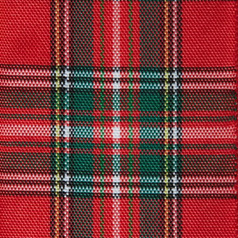 Red and Green Tartan Plaid 3 Double Layer Fabric Ribbon