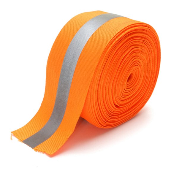 Flame Resistant FR Sew On High Visibility Retro reflective tape (2" x 1 yds, Orange/Silver)