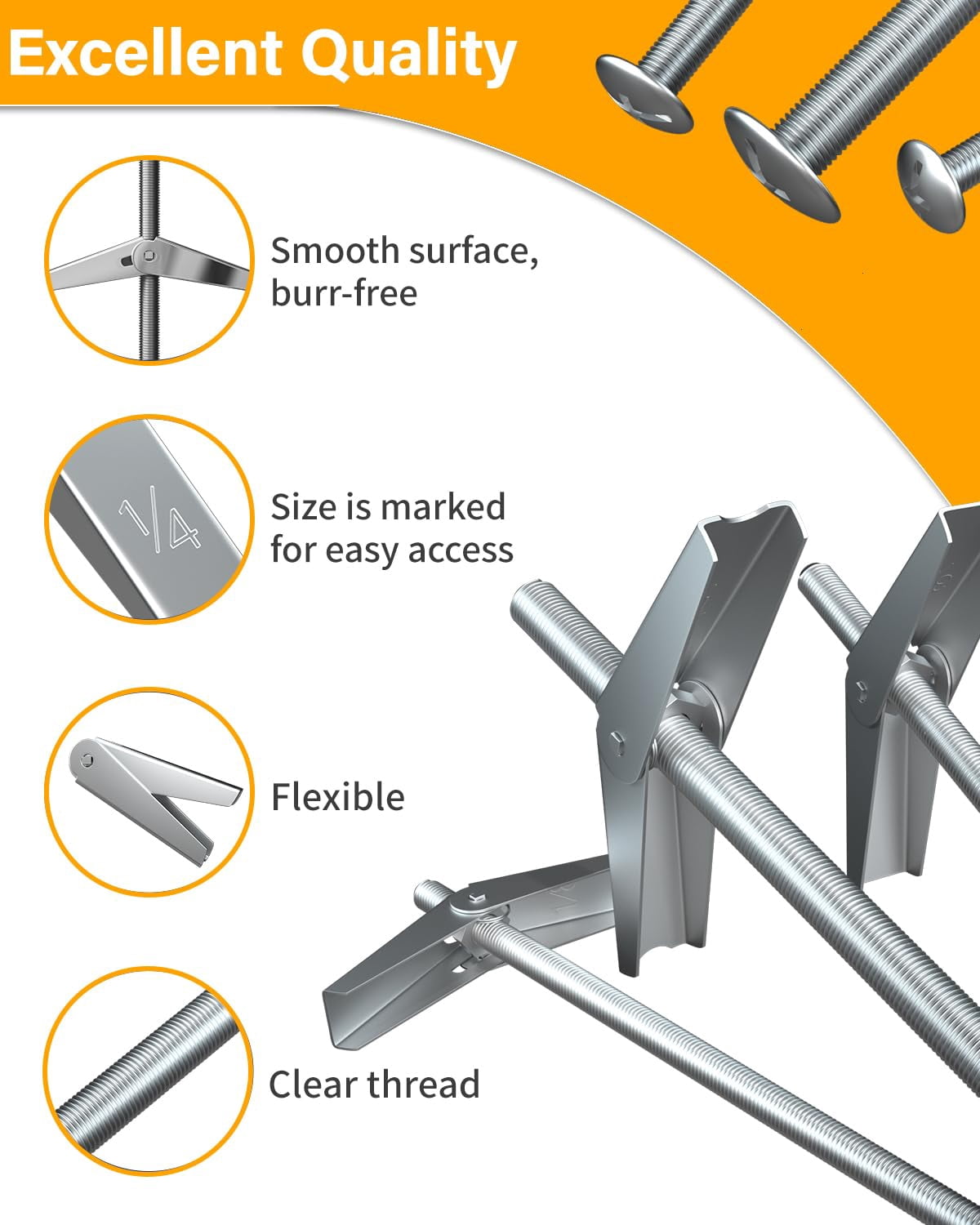 3/16 Heavy Duty Drywall Anchors, 26 Pcs Metal Toggle Bolts with Bolts, Dry Wall Anchors and Screws Kit, Butterfly Anchors for Ceiling, Sheetrock, Hollow Wall