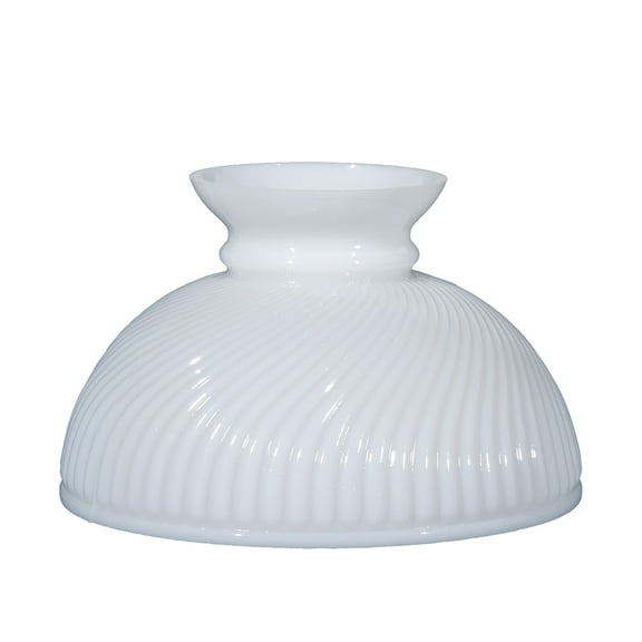 B&P Lamp® 10" Opal White Swirl Ribbed Student Lamp Shade with Plain Top