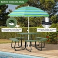 thumbnail image 6 of Topbuy Waterproof Metal, HDPE Picnic Table with 4 Benches & Umbrella Hole, Green, 6 of 9