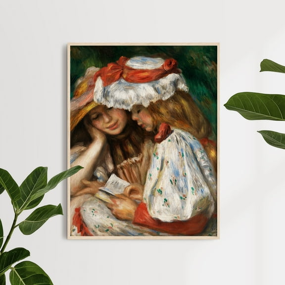 Two Girls Reading - c. 1890–1891 | Auguste Renoir | Premium Fine Art Print | 19th Century French | Impressionism | Portrait | Architecture