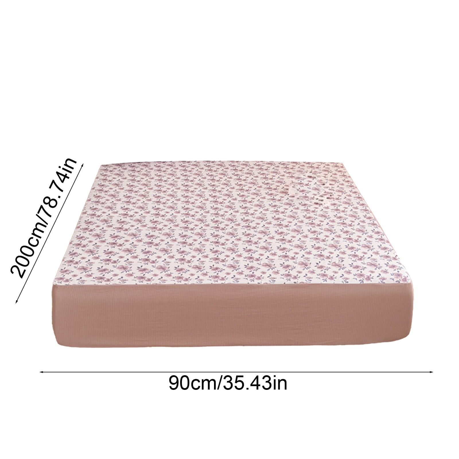 Japceit 35.43x78.44 Inch Fitted Sheet, Comfortable Cool Floral Pattern Mattress Protective Cover, Easy Clean Single Bed Sheet for Home Dormitory