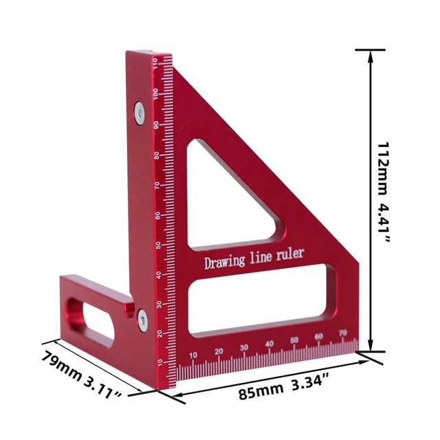 JJKBVCLO 3D Multi Angle Measuring Ruler 45/90 Aluminum Alloy Woodworking Square Protractor Triangle Ruler High Precision Layout Measuring Tool